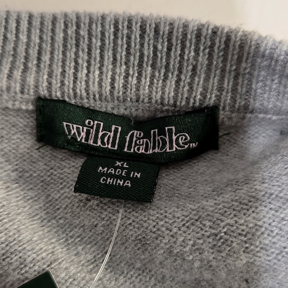 Gray Cardigan Sweater with Red Ribbon Rose Accents - Picture 7 of 13